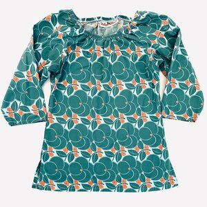 Haley and the Hound teal orange floral cotton shirt Womens Small Medium S/M